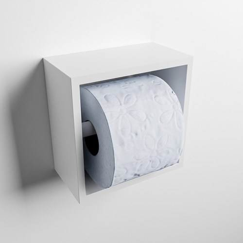EASY Portarrollos CUBE 160 solid surface 16x8,6cm color Talc. Apto para instalación empotrada y sobreponer.