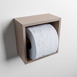 Easy Toiletrolhouder CUBE 160 solid surface 16x8,6cm kleur Smoke. Geschikt voor op en inbouw.