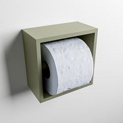 Easy Toiletrolhouder CUBE 160 solid surface 16x8,6cm kleur Army. Geschikt voor op en inbouw.