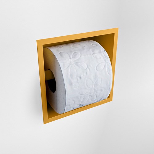 Easy Toiletrolhouder CUBE 160 solid surface 16x8,6cm kleur Ocher. Geschikt voor op en inbouw.-2