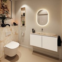 HOPE Toilet back wall set solid surface 100x125cm with shelf 100x23cm color Frappe, pre-drilled.-3