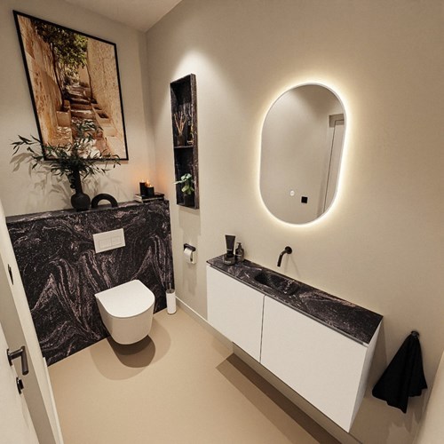 HOPE Toilet back wall set solid surface 100x125cm with shelf 100x23cm color Lava, not pre-drilled.-2