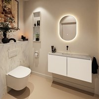 HOPE Bauplatten WC SET solid surface WC-Rückwand 100x125cm mit Ablage 100x23cm in der farbe Opalo, nicht vorgebohrt.-3