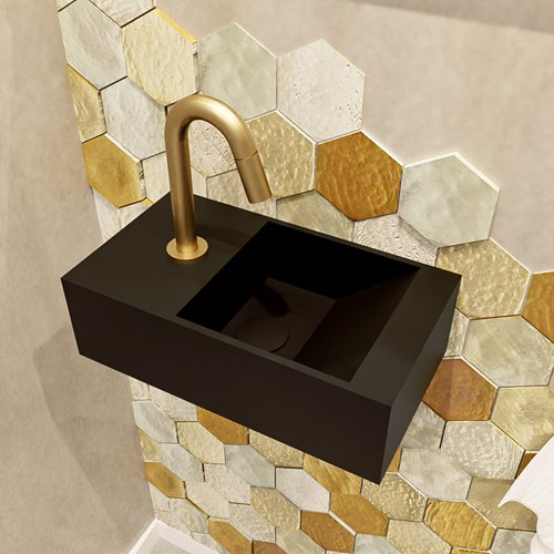 TYNE 40cm lavamani sospeso solid surface Urban. Posizione lavandino Destra 1 foro per rubinetto.-2