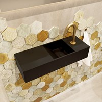 TYNE 60cm cloakroom wall-hung basin solid surface Urban. Sink position Right 1 tab hole.-2