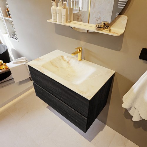 VICA-DLUX 80cm mueble de baño Antracite 2 cajones. Lavabo CLOUD Centro 1 orificio color Frappe.