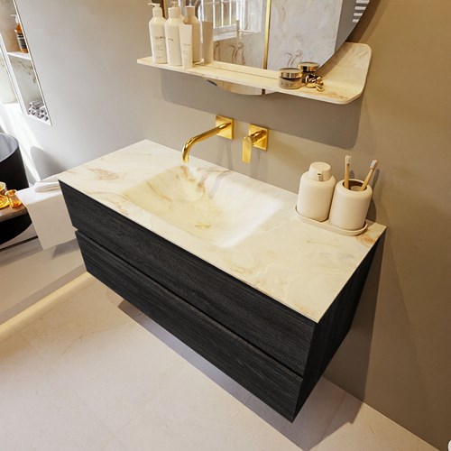 VICA-DLUX 110cm mueble de baño Antracite 2 cajones. Lavabo CLOUD Centro sin orificio color Frappe.