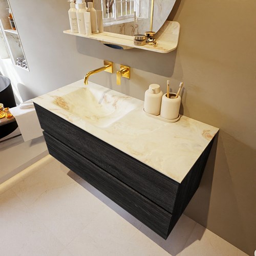 VICA-DLUX 110cm mueble de baño Antracite 2 cajones. Lavabo CLOUD Izquierda sin orificio color Frappe.