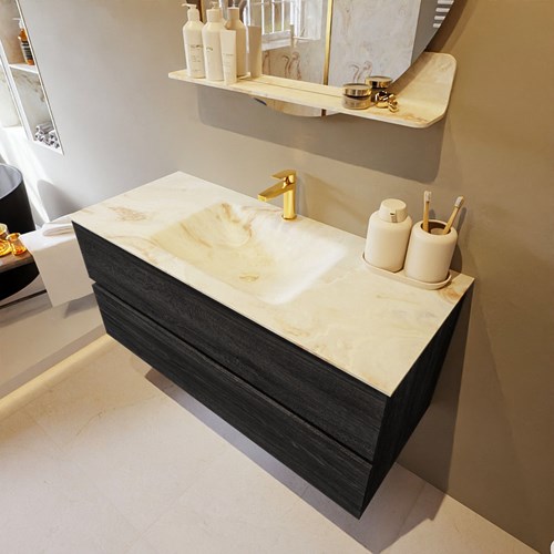 VICA-DLUX 110cm mueble de baño Antracite 2 cajones. Lavabo CLOUD Centro 1 orificio color Frappe.