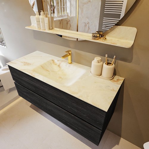 VICA-DLUX 120cm mueble de baño Antracite 2 cajones. Lavabo CLOUD Centro 1 orificio color Frappe.