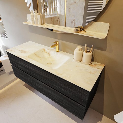 VICA-DLUX 130cm mueble de baño Antracite 2 cajones. Lavabo CLOUD Centro 1 orificio color Frappe.