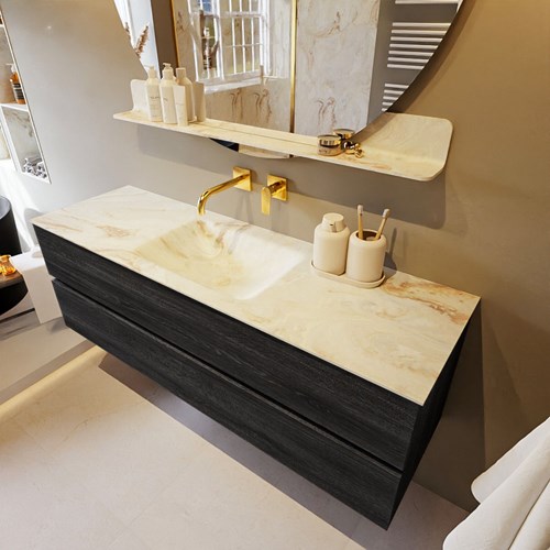 VICA-DLUX 150cm mueble de baño Antracite 2 cajones. Lavabo CLOUD Centro sin orificio color Frappe.
