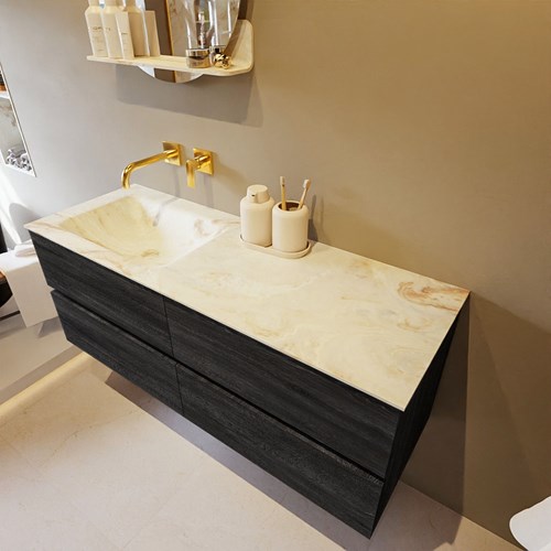 VICA-DLUX 130cm mueble de baño Antracite 4 cajones. Lavabo CLOUD Izquierda sin orificio color Frappe.
