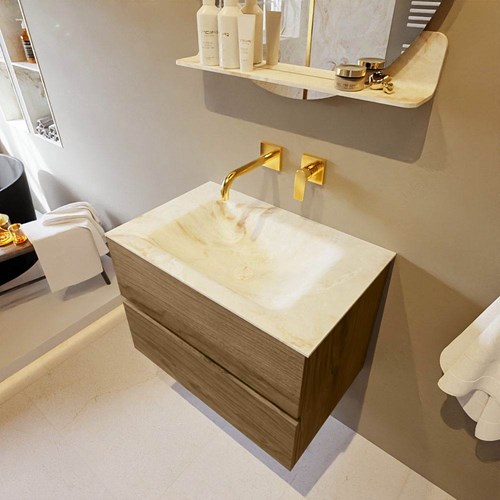 VICA-DLUX 70cm mueble de baño Chai 2 cajones. Lavabo CLOUD Centro sin orificio color Frappe.