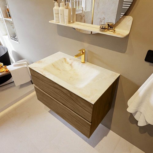 VICA-DLUX 80cm mueble de baño Chai 2 cajones. Lavabo CLOUD Centro 1 orificio color Frappe.