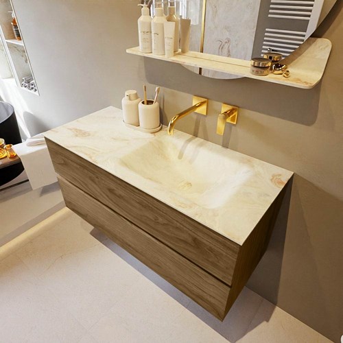 VICA-DLUX 110cm mueble de baño Chai 2 cajones. Lavabo CLOUD Derecho sin orificio color Frappe.