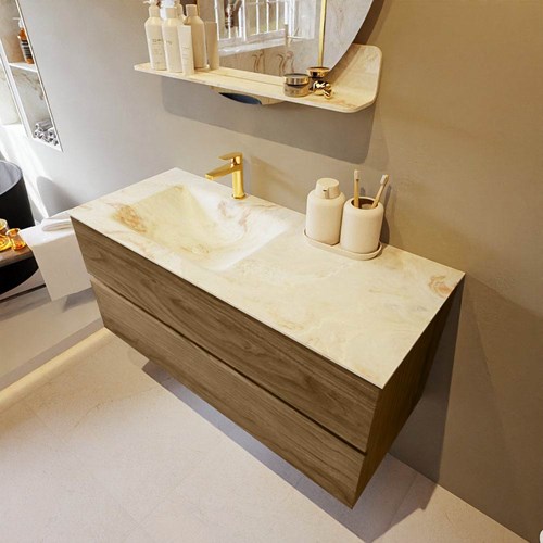 VICA-DLUX 110cm mueble de baño Chai 2 cajones. Lavabo CLOUD Izquierda 1 orificio color Frappe.