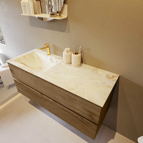 VICA-DLUX 120cm mueble de baño Chai 2 cajones. Lavabo CLOUD Izquierda 1 orificio color Frappe.