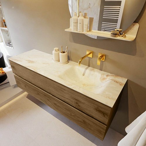 VICA-DLUX 150cm mueble de baño Chai 2 cajones. Lavabo CLOUD Derecho sin orificio color Frappe.