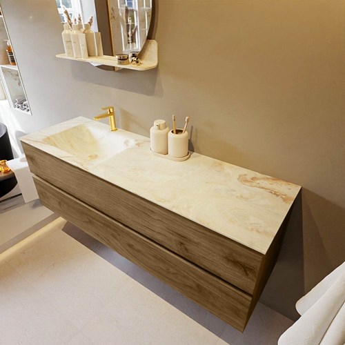 VICA-DLUX 150cm mueble de baño Chai 2 cajones. Lavabo CLOUD Izquierda 1 orificio color Frappe.
