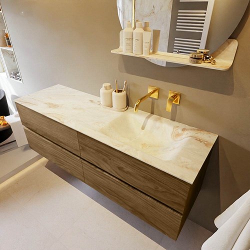 VICA-DLUX 150cm mueble de baño Chai 4 cajones. Lavabo CLOUD Derecho sin orificio color Frappe.