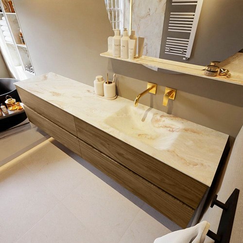 VICA-DLUX 200cm mueble de baño Chai 4 cajones. Lavabo CLOUD Derecho sin orificio color Frappe.