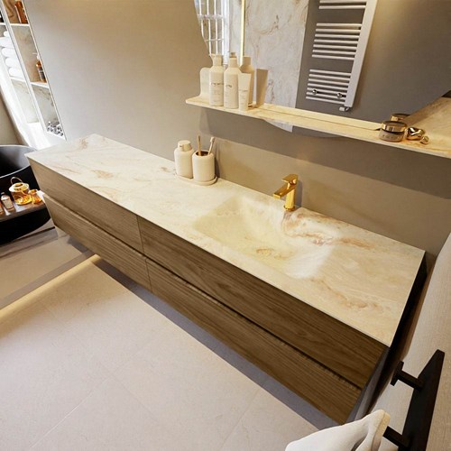 VICA-DLUX 200cm mueble de baño Chai 4 cajones. Lavabo CLOUD Derecho 1 orificio color Frappe.