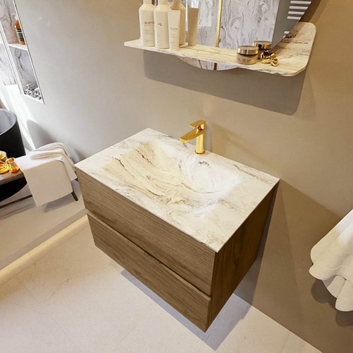 VICA-DLUX 70cm mueble de baño Chai 2 cajones. Lavabo CLOUD Centro 1 orificio color Glace.