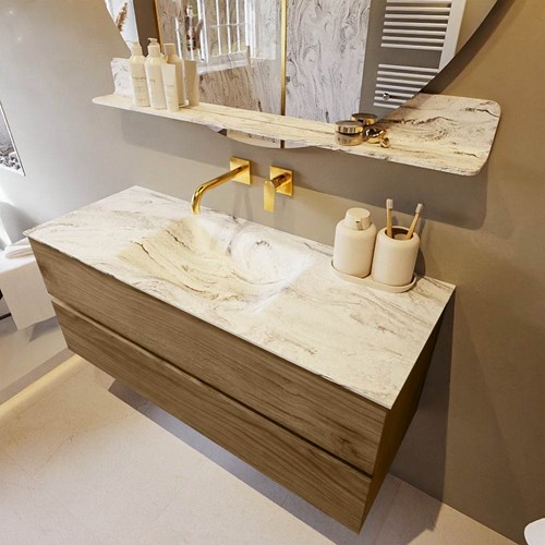 VICA-DLUX 120cm mueble de baño Chai 2 cajones. Lavabo CLOUD Centro sin orificio color Glace.