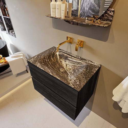 VICA-DLUX 70cm mueble de baño Antracite 2 cajones. Lavabo CLOUD Centro sin orificio color Lava.