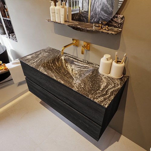 VICA-DLUX 110cm mueble de baño Antracite 2 cajones. Lavabo CLOUD Centro sin orificio color Lava.