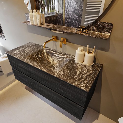 VICA-DLUX 120cm mueble de baño Antracite 2 cajones. Lavabo CLOUD Centro sin orificio color Lava.