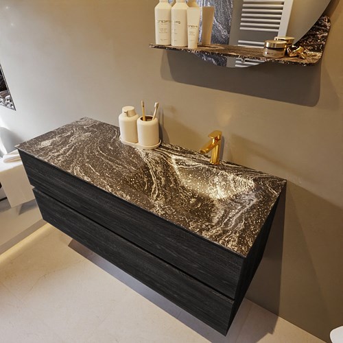 VICA-DLUX 120cm mueble de baño Antracite 2 cajones. Lavabo CLOUD Derecho 1 orificio color Lava.