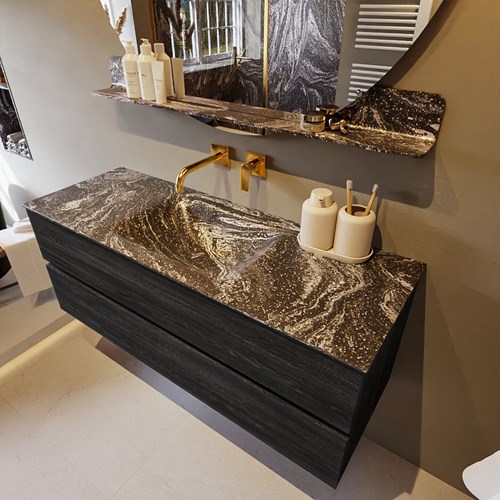 VICA-DLUX 130cm mueble de baño Antracite 2 cajones. Lavabo CLOUD Centro sin orificio color Lava.