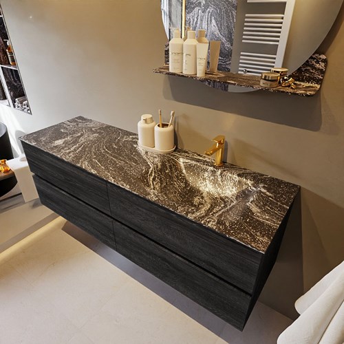 VICA-DLUX 150cm mueble de baño Antracite 4 cajones. Lavabo CLOUD Derecho 1 orificio color Lava.