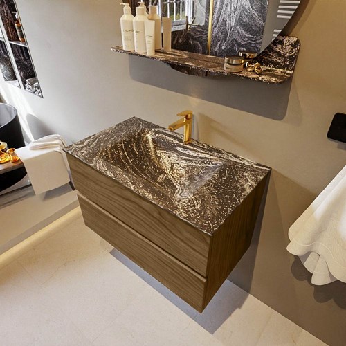 VICA-DLUX 80cm mueble de baño Chai 2 cajones. Lavabo CLOUD Centro 1 orificio color Lava.