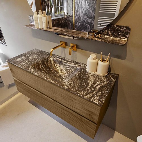 VICA-DLUX 120cm mueble de baño Chai 2 cajones. Lavabo CLOUD Centro sin orificio color Lava.