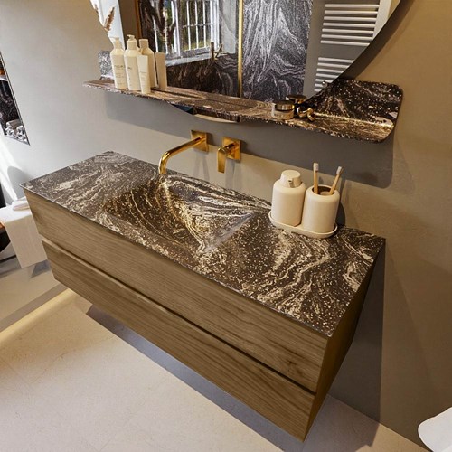 VICA-DLUX 130cm mueble de baño Chai 2 cajones. Lavabo CLOUD Centro sin orificio color Lava.