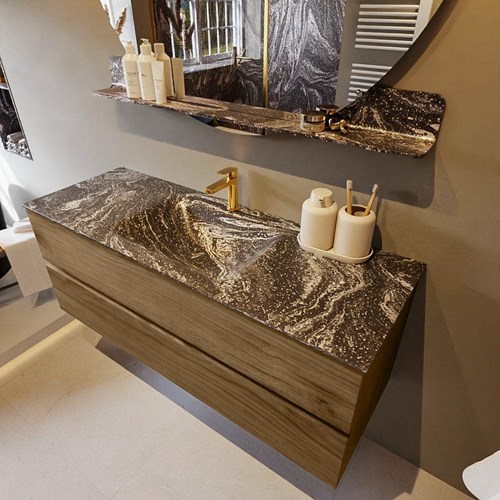 VICA-DLUX 130cm mueble de baño Chai 2 cajones. Lavabo CLOUD Centro 1 orificio color Lava.