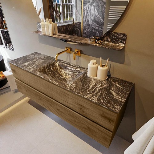 VICA-DLUX 150cm mueble de baño Chai 2 cajones. Lavabo CLOUD Centro sin orificio color Lava.
