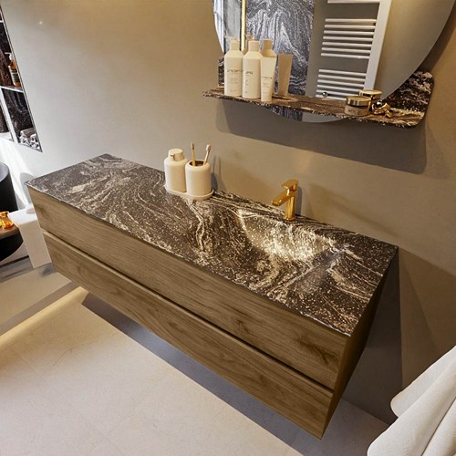 VICA-DLUX 150cm mueble de baño Chai 2 cajones. Lavabo CLOUD Derecho 1 orificio color Lava.