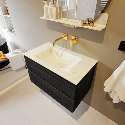 VICA-DLUX 80cm mueble de baño Antracite 2 cajones. Lavabo CLOUD Centro sin orificio color Opalo.