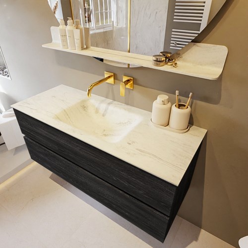 VICA-DLUX 120cm mueble de baño Antracite 2 cajones. Lavabo CLOUD Centro sin orificio color Opalo.