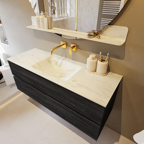 VICA-DLUX 130cm mueble de baño Antracite 2 cajones. Lavabo CLOUD Centro sin orificio color Opalo.