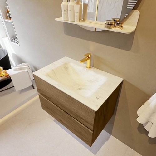 VICA-DLUX 70cm mueble de baño Chai 2 cajones. Lavabo CLOUD Centro 1 orificio color Opalo.