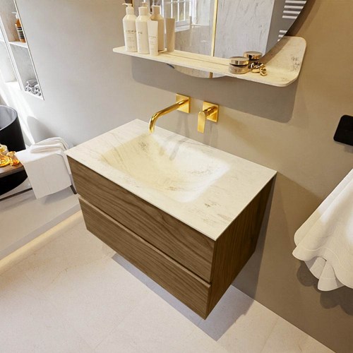 VICA-DLUX 80cm mueble de baño Chai 2 cajones. Lavabo CLOUD Centro sin orificio color Opalo.