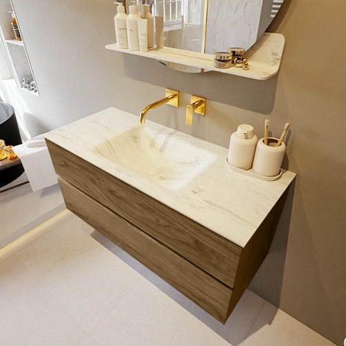 VICA-DLUX 110cm mueble de baño Chai 2 cajones. Lavabo CLOUD Centro sin orificio color Opalo.