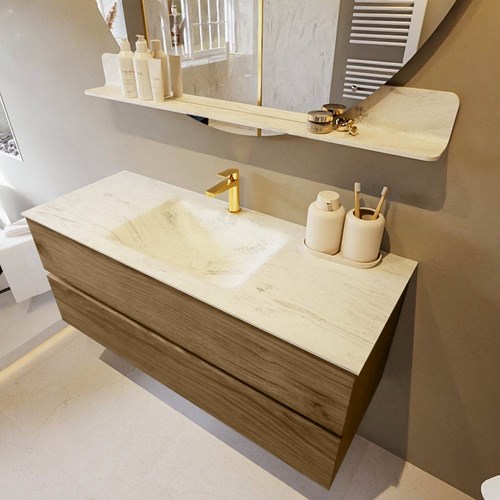 VICA-DLUX 120cm mueble de baño Chai 2 cajones. Lavabo CLOUD Centro 1 orificio color Opalo.