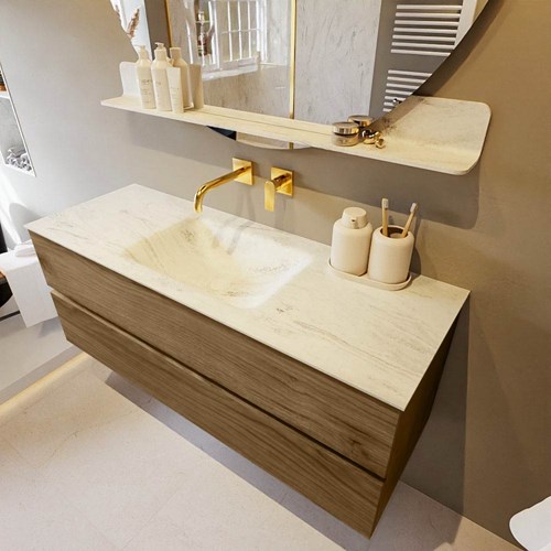 VICA-DLUX 130cm mueble de baño Chai 2 cajones. Lavabo CLOUD Centro sin orificio color Opalo.