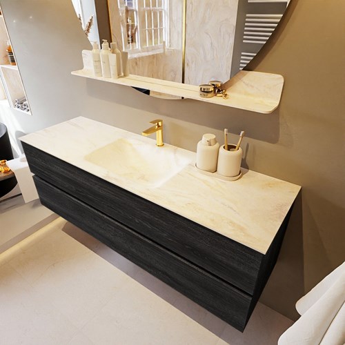 VICA-DLUX 150cm mueble de baño Antracite 2 cajones. Lavabo CLOUD Centro 1 orificio color Ostra.